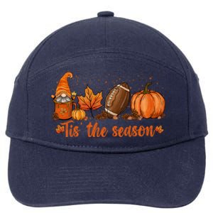 Tis The Season Pumpkin Leaf Latte Fall Thanksgiving Football Gift 7-Panel Snapback Hat