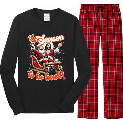 Tis The Season To Be Back Jesus Santa Claus Christmas Family Long Sleeve Pajama Set