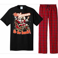 Tis The Season To Be Back Jesus Santa Claus Christmas Family Pajama Set