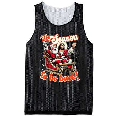 Tis The Season To Be Back Jesus Santa Claus Christmas Family Mesh Reversible Basketball Jersey Tank