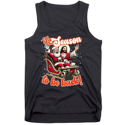 Tis The Season To Be Back Jesus Santa Claus Christmas Family Tank Top