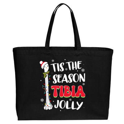 Tis The Season Tibia Jolly Bone Orthopedic Christmas Party Cotton Canvas Jumbo Tote