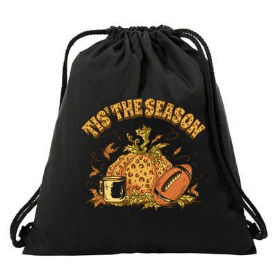 Tis The Season Football Pumpkin Drawstring Bag