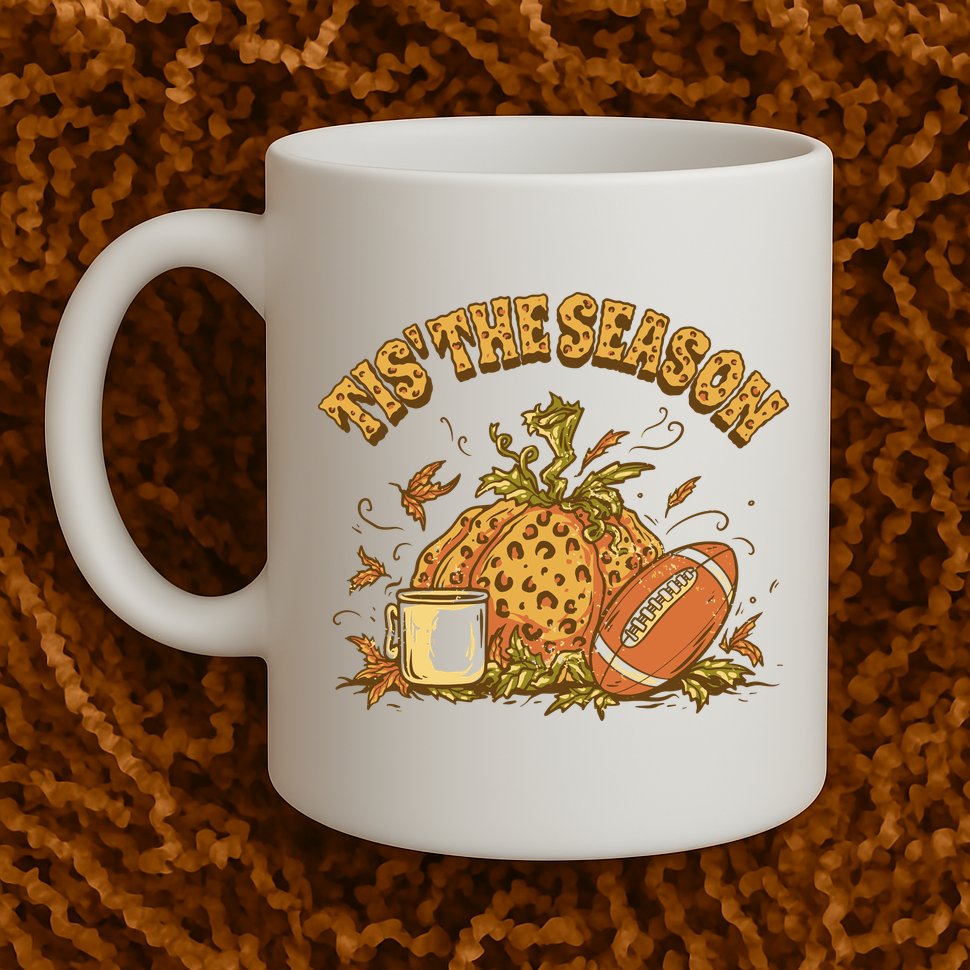 Tis The Season Football Pumpkin Mug