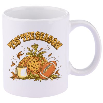 Tis The Season Football Pumpkin 11oz C Handle Ceramic Mug