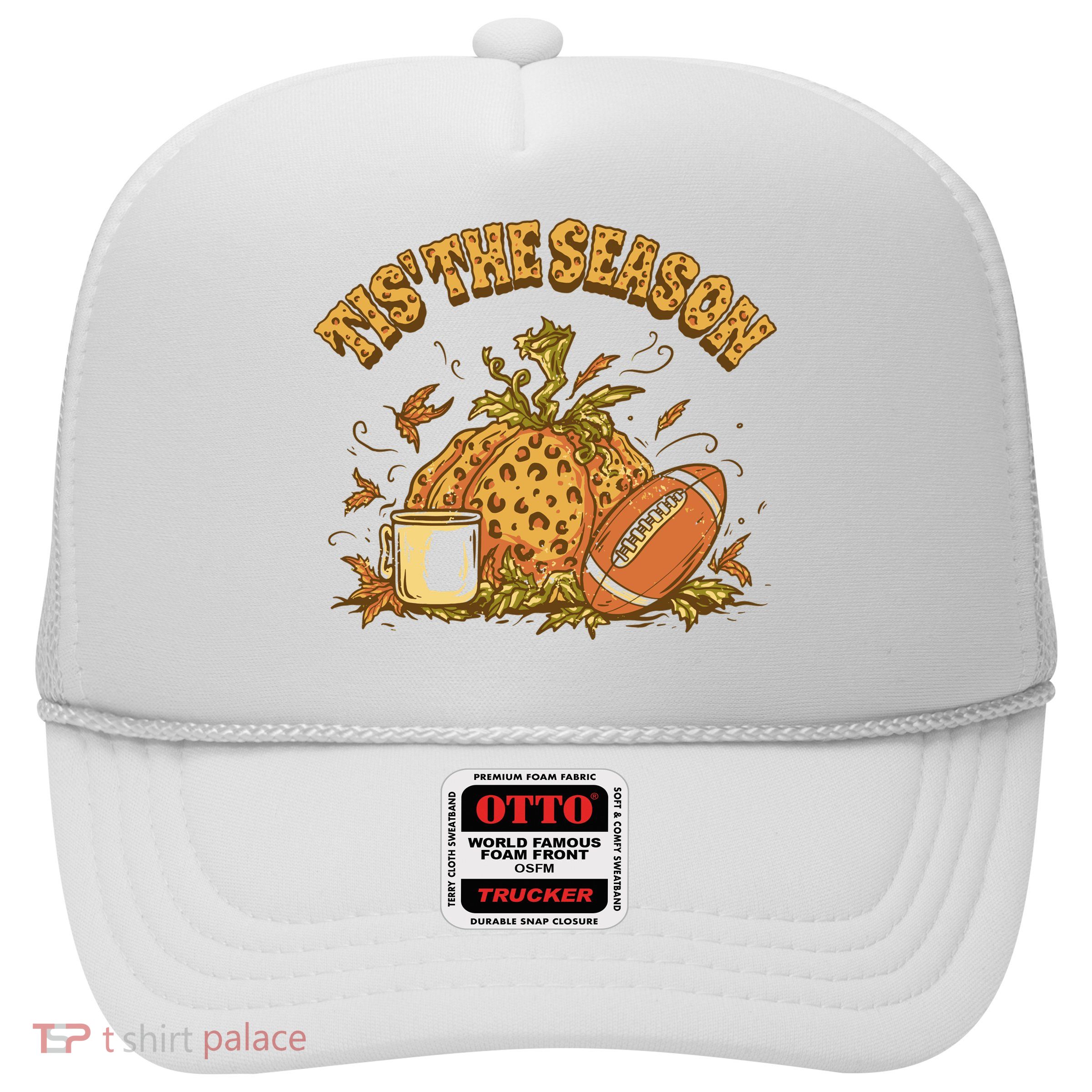Tis The Season Football Pumpkin Trucker Hat