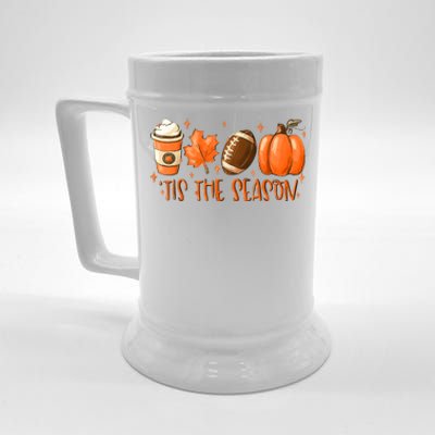 Tis The Season Football Coffee Latte Leaves Thanksgiving Beer Stein