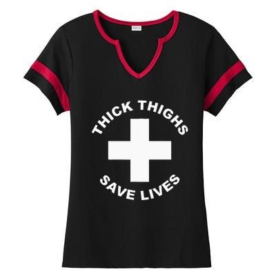 Thick Thighs Save Lives Gym Workout Thick Thighs Ladies Halftime Notch Neck Tee