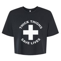 Thick Thighs Save Lives Gym Workout Thick Thighs Bella+Canvas Jersey Crop Tee