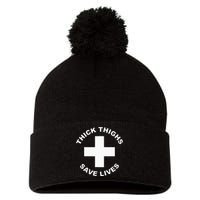 Thick Thighs Save Lives Gym Workout Thick Thighs Pom Pom 12in Knit Beanie