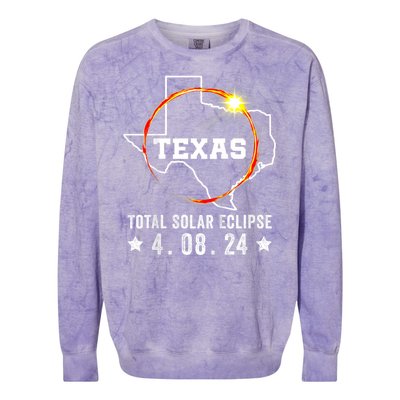 Texas Total Solar Eclipse April 8 2024 Texas Map Colorblast Crewneck Sweatshirt