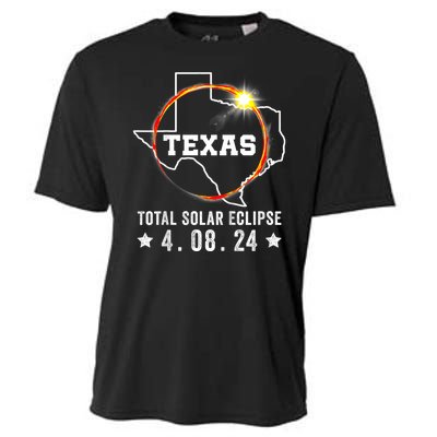 Texas Total Solar Eclipse April 8 2024 Texas Map Cooling Performance Crew T-Shirt