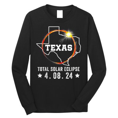 Texas Total Solar Eclipse April 8 2024 Texas Map Long Sleeve Shirt