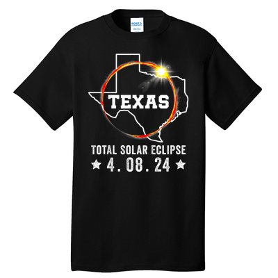 Texas Total Solar Eclipse April 8 2024 Texas Map Tall T-Shirt