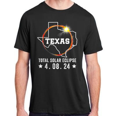 Texas Total Solar Eclipse April 8 2024 Texas Map Adult ChromaSoft Performance T-Shirt