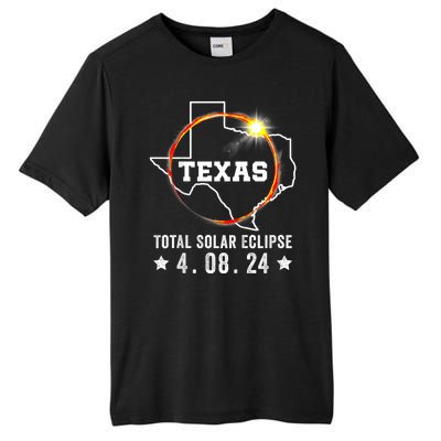 Texas Total Solar Eclipse April 8 2024 Texas Map Tall Fusion ChromaSoft Performance T-Shirt