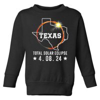 Texas Total Solar Eclipse April 8 2024 Texas Map Toddler Sweatshirt