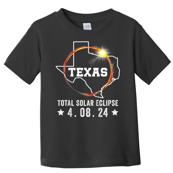 Texas Total Solar Eclipse April 8 2024 Texas Map Toddler T-Shirt