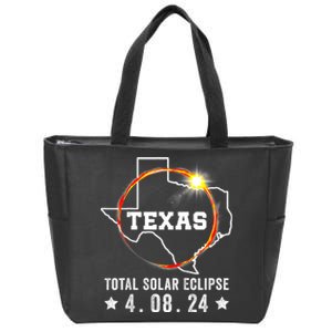 Texas Total Solar Eclipse April 8 2024 Texas Map Zip Tote Bag