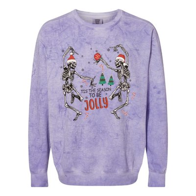 Tis The Season To Be Jolly Funny Christmas Skeleton Dancing Cute Gift Colorblast Crewneck Sweatshirt