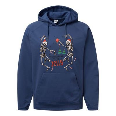 Tis The Season To Be Jolly Funny Christmas Skeleton Dancing Cute Gift Performance Fleece Hoodie