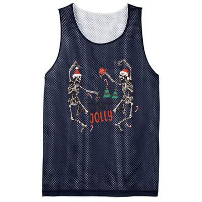 Tis The Season To Be Jolly Funny Christmas Skeleton Dancing Cute Gift Mesh Reversible Basketball Jersey Tank