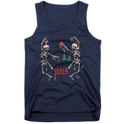 Tis The Season To Be Jolly Funny Christmas Skeleton Dancing Cute Gift Tank Top