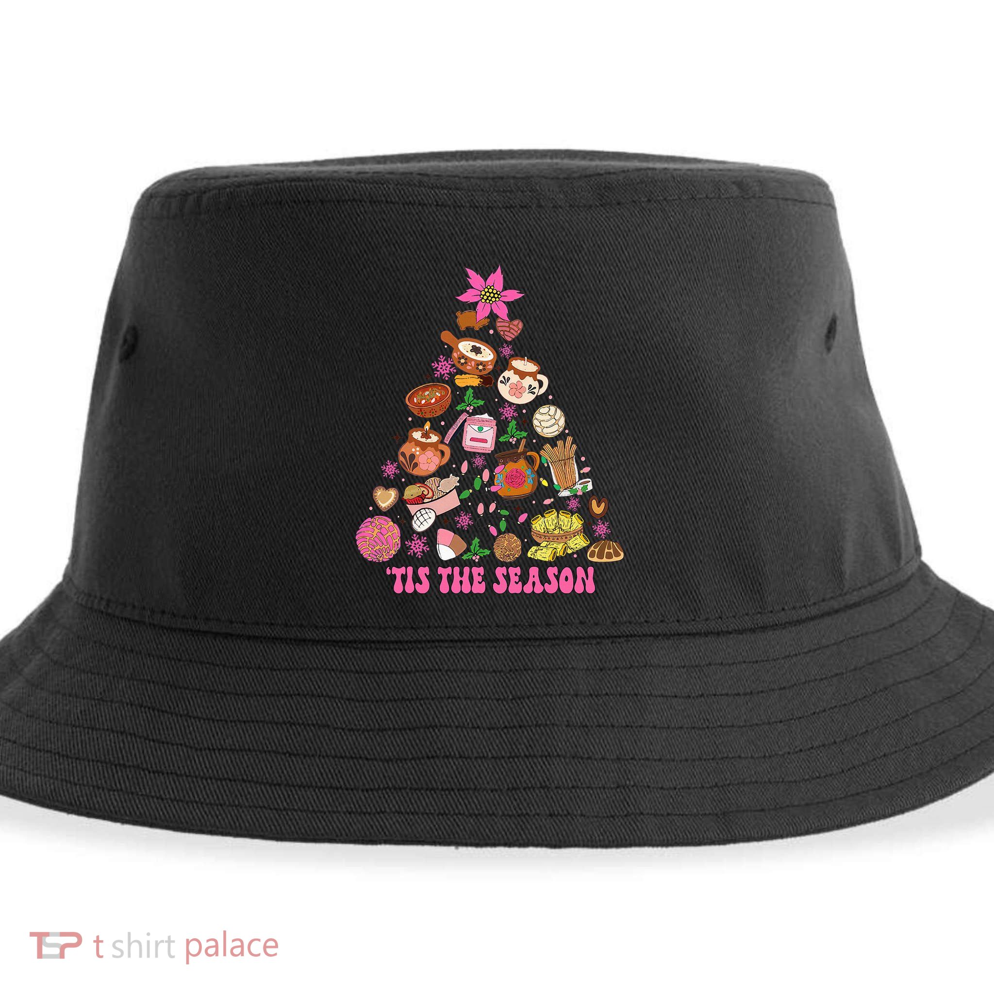 Tis The Season Mexican Christmas Tree Tamales Pan Dulce  Sustainable Bucket Hat