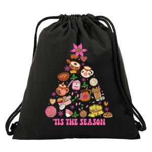 Tis The Season Mexican Christmas Tree Tamales Pan Dulce  Drawstring Bag