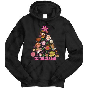 Tis The Season Mexican Christmas Tree Tamales Pan Dulce  Tie Dye Hoodie