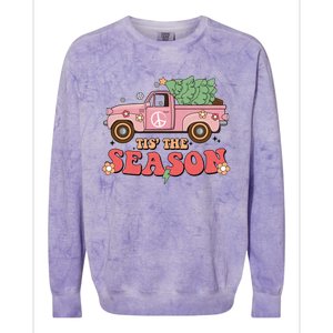 Tis The Season Retro Truck Christmas Colorblast Crewneck Sweatshirt