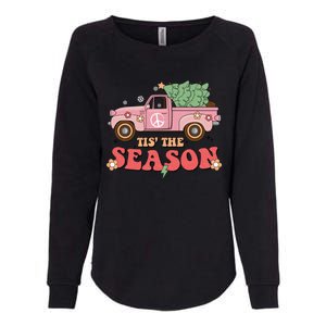 Tis The Season Retro Truck Christmas Womens California Wash Sweatshirt