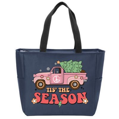 Tis The Season Retro Truck Christmas Zip Tote Bag