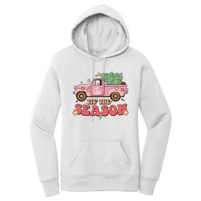 Tis The Season Retro Truck Christmas Women's Pullover Hoodie