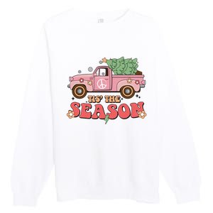 Tis The Season Retro Truck Christmas Premium Crewneck Sweatshirt