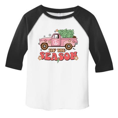 Tis The Season Retro Truck Christmas Toddler Fine Jersey T-Shirt