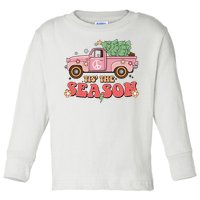 Tis The Season Retro Truck Christmas Toddler Long Sleeve Shirt