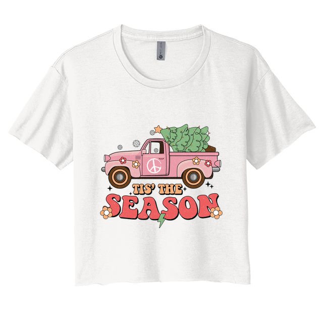Tis The Season Retro Truck Christmas Crop Top