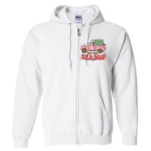 Tis The Season Retro Truck Christmas Full Zip Hoodie