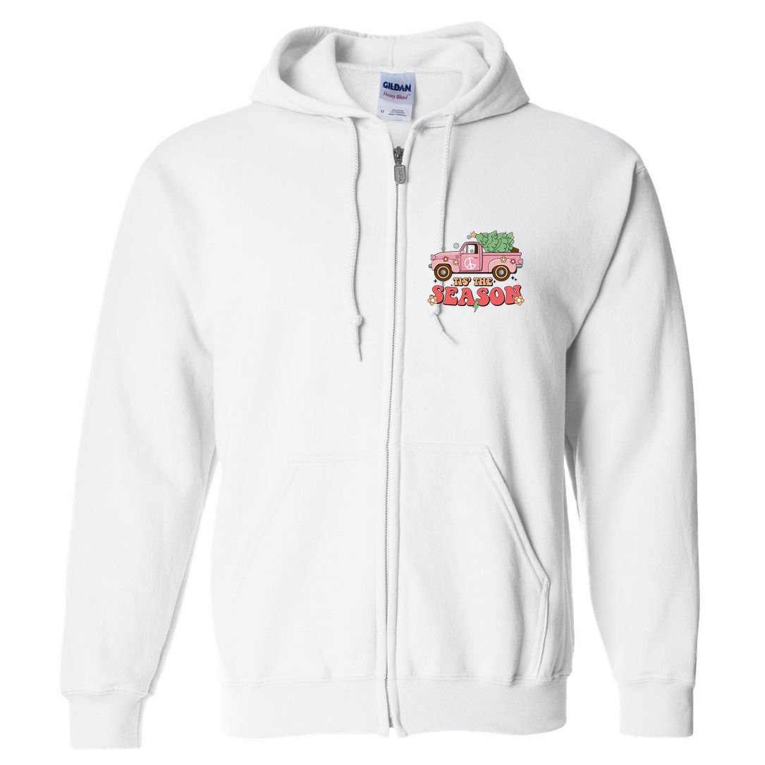 Tis The Season Retro Truck Christmas Full Zip Hoodie
