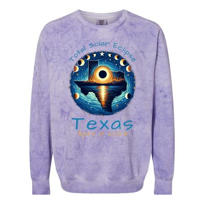 Texas Total Solar Eclipse April 8 2024 Texas Solar Eclipse Colorblast Crewneck Sweatshirt