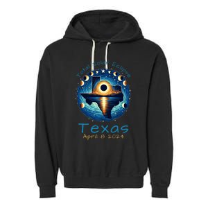 Texas Total Solar Eclipse April 8 2024 Texas Solar Eclipse Garment-Dyed Fleece Hoodie