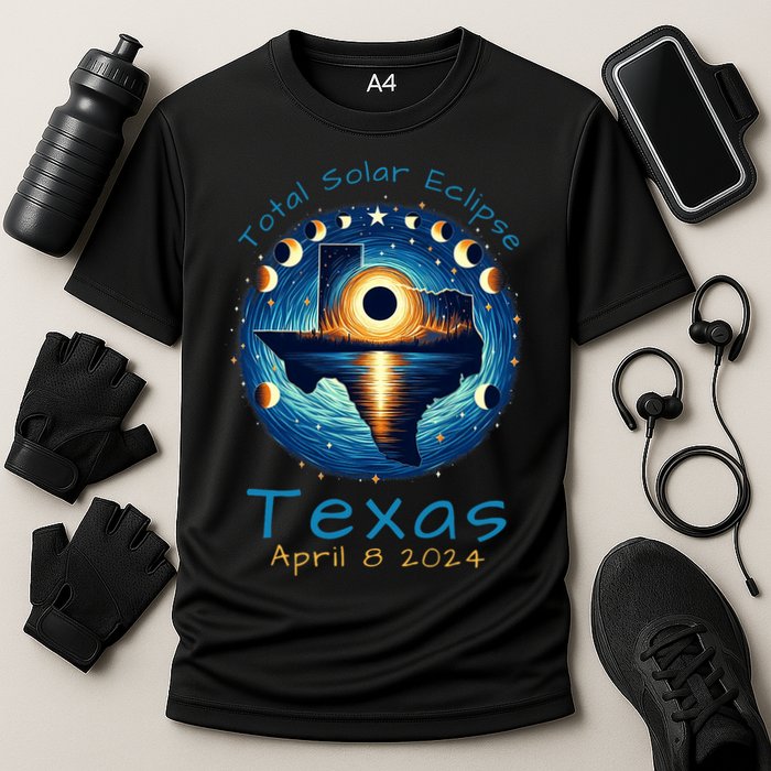 Texas Total Solar Eclipse April 8 2024 Texas Solar Eclipse Cooling Performance Crew T-Shirt