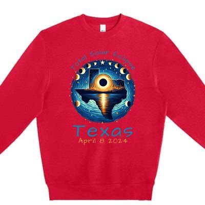 Texas Total Solar Eclipse April 8 2024 Texas Solar Eclipse Premium Crewneck Sweatshirt