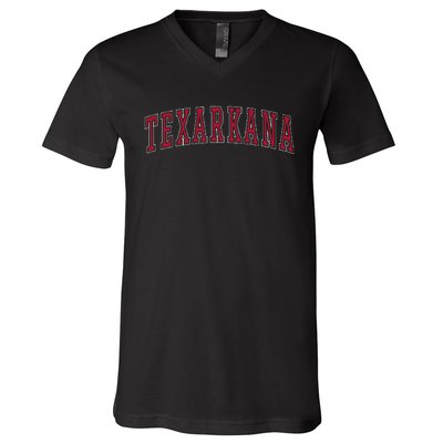 Texarkana Texas Souvenir Sport College Style Red Text V-Neck T-Shirt