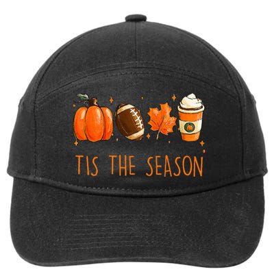 Tis The Season Fall Autumn Football Pumpkin Coffee Leaves 7-Panel Snapback Hat