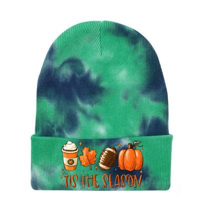 Tis The Season Pumpkin Leaf Latte Fall Thanksgiving Football Tie Dye 12in Knit Beanie