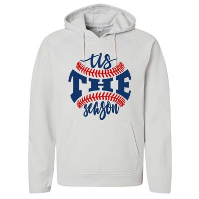 Tis The Season Baseball Softball Lovers Performance Fleece Hoodie