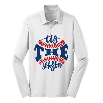 Tis The Season Baseball Softball Lovers Silk Touch Performance Long Sleeve Polo