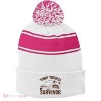 Tummy Troubles Survivor Stripe Pom Pom Beanie